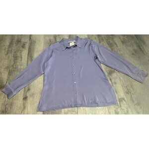 Chico's Silk‎ Blouse Womens Large Purple Button Up Shirt Long Sleeve 90s NEW